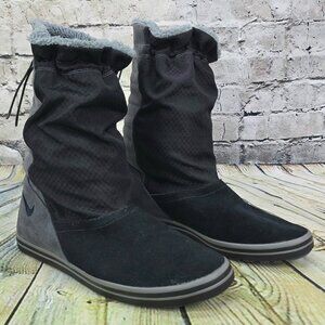 Nike Suede Mid Calf Boots Women 10 Anthracite Black Gray Fleece Lined 749526-001